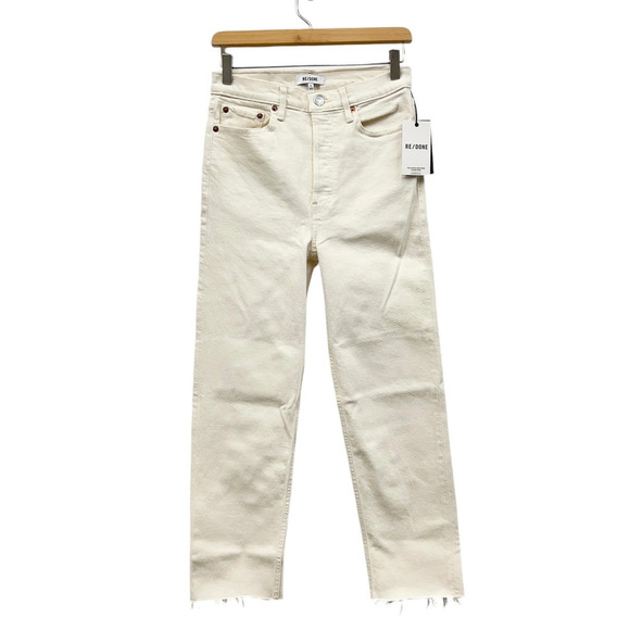 RE/DONE 70s Comfort Stretch High Rise Stovepipe Jeans in Vintage White size 27 - Picture 3 of 9
